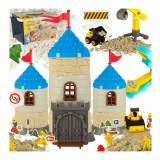Set creativ cu nisip pentru copii 1100g - castel, vehicule, matrițe şi figurine
