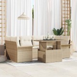 vidaXL Set de canapele pentru grădină cu pernă 7 pcs Bej Rattan poli