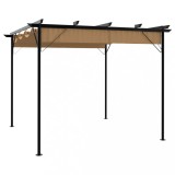 Pergola Retractabila vidaXL Gri Taupe 3x3m, Otel, Impermeabila, Gradina