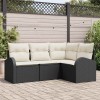 VidaXL Set de canapele pentru grădină cu pernă 4 pcs Negru Rattan poli