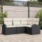 vidaXL Set de canapele pentru grădină cu pernă 4 pcs Negru Rattan poli