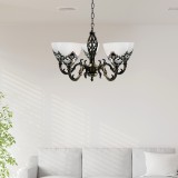 Lustra rustica COTTAGE 5xE27, bronz antichizat, metal &amp; sticla &ndash; Alessandro Design