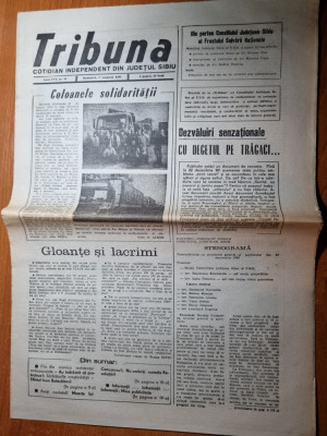 ziarul tribuna 7 ianuarie 1990-ziar din jud. sibiu,articol revolutia romana foto