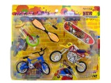 Set jucarii sport extreme cu motocicleta cross bicicleta BMX skateboard si accesorii