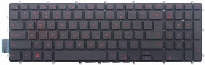 Tastatura Laptop Gaming, Dell, G3 3500, iluminata, rosie, layout US