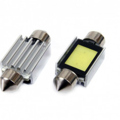 Set 2 becuri auto Amio LED, C5W SV8.5-8, 1 LED COB3, 2.4W, 36mm, Canbus, 12V, leduri alb sofit Festoon AutoDrive ProParts