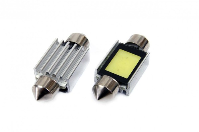 Set 2 becuri auto Amio LED, C5W SV8.5-8, 1 LED COB3, 2.4W, 36mm, Canbus, 12V, leduri alb sofit Festoon AutoDrive ProParts