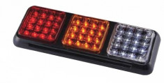 Lampa stop auto dreptunghiulara LED cu 3 cadrane Pozitie/Fra foto