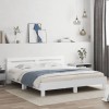VidaXL Cadru de pat cu tăblie 200x200 cm, alb, lemn prelucrat