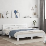 VidaXL Cadru de pat cu tăblie, alb, 160x200 cm, lemn prelucrat