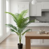 Palmier Kentia artificial 120 cm, 12 frunze, verde, cu ghiveci inclus