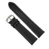 Cumpara ieftin Curea Ceas din Piele Neagr? cu Cus?tur? Contrastant? Crem