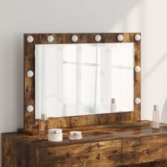 vidaXL Oglindă de toaletă cu oglindă Stejar fumuriu 80 x 55 x 18 cm 868297