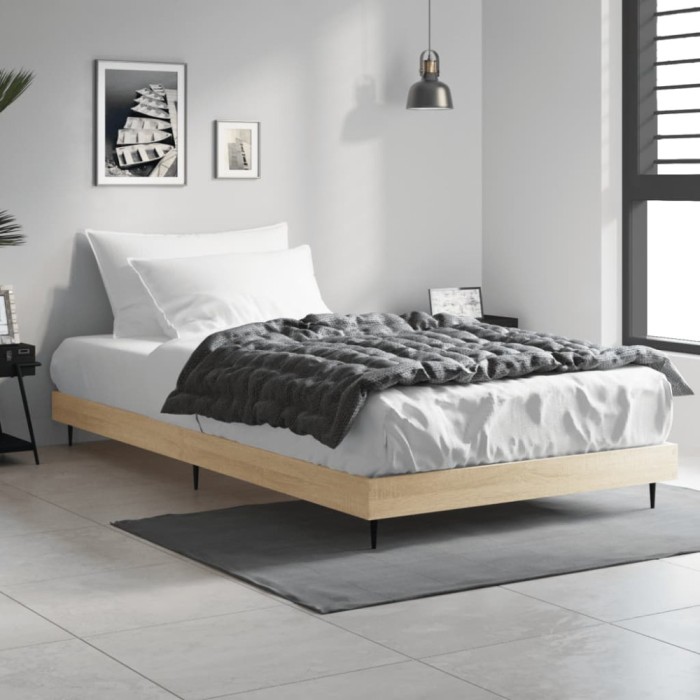 vidaXL Cadru de pat, stejar sonoma, 100x200 cm, lemn prelucrat