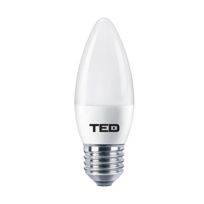 Bec LED E27, 7W lumanare 6400K C37 530lm, TED foto