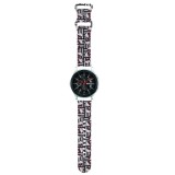 Curea pentru Samsung Watch (46mm)/Watch 3, Huawei Watch GT 2/GT 3 (46mm) - Hello Kitty Strap Silicone Heads &amp; Stripes (HKUWLSDIESK) - Black