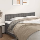 Cumpara ieftin Tăblii de pat, 2 buc, gri, 100x5x78/88 cm, piele ecologică