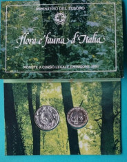 Set monede argint 500 Lire + 200 Lire Italia 1991 - FDC foto