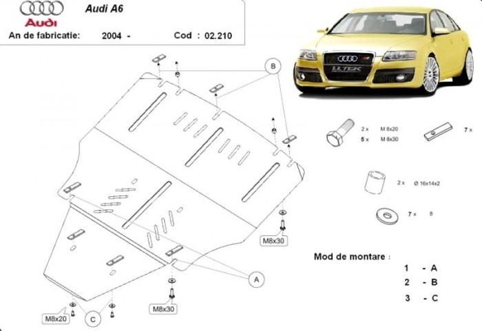 Scut motor metalic Audi A6 C6 2004-2011