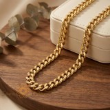 Cumpara ieftin Colier Puterea Regala , Lant unisex placat cu aur 14K tip Cuban 50 cm