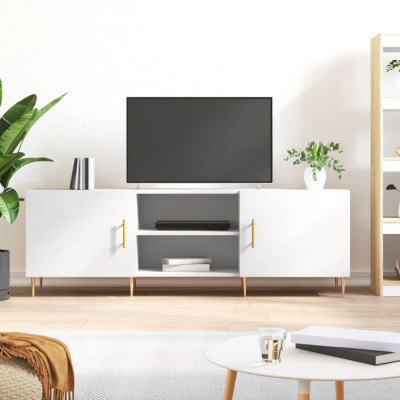 Comoda TV, alb, 150x30x50 cm, lemn compozit foto