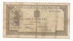 ROMANIA 500 LEI 1941 [36] filigran vertical foto