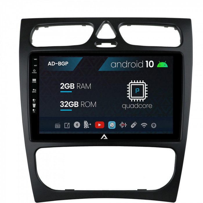 Navigatie Mercedes Benz C-Class W203 (2000-2005), Android 10, P-Quadcore 2GB RAM + 32GB ROM, 9 Inch - AD-BGP9002+AD-BGRKIT416