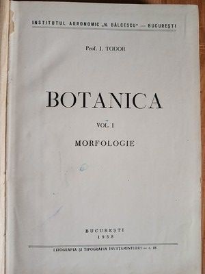 Botanica vol I morfologie- I. Todor foto