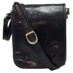 Geanta dama de umar, messenger, crossbody, din piele naturala, neagra, GD113
