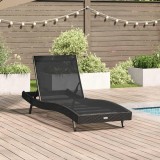 vidaXL Șezlong Negru din Rattan Poly și Textilene