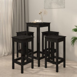 Set mobilier de bar, 5 piese, negru, lemn masiv de pin GartenMobel Dekor