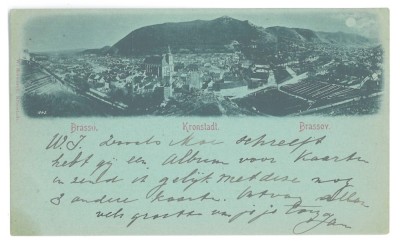 5627 - BRASOV, Panorama, Litho - old postcard - used - 1898 foto