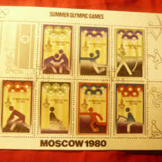 Bloc - Sport Olimpiada de la Moscova 1979- Coreea de Nord stampilat