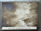Fotografie militara aeriana WW1 - Artileria Romana in actiune, aviator german, 1916-1917 - Romania