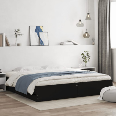 vidaXL Cadru de pat cu sertare, negru, 180x200 cm, lemn prelucrat foto