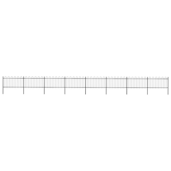 vidaXL Gard de grădină cu v&acirc;rf circular din oțel, 1426 x 100 cm, negru