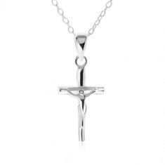 Lanț și pandantiv cu Iisus pe cruce - colier realizat din argint 925