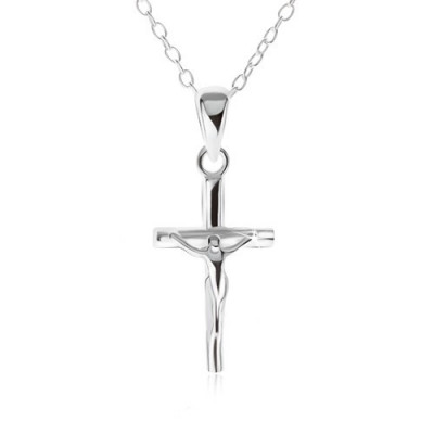Lanț și pandantiv cu Iisus pe cruce - colier realizat din argint 925 foto