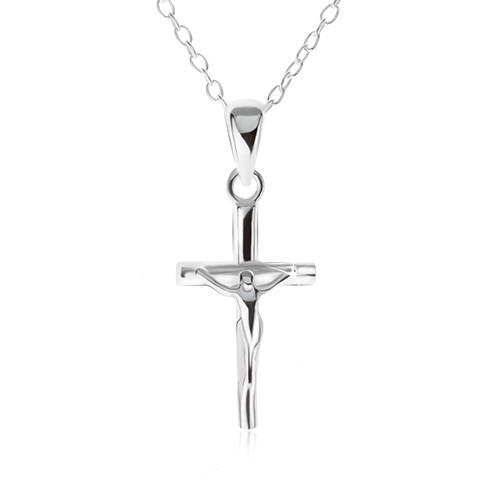 Lanț și pandantiv cu Iisus pe cruce - colier realizat din argint 925