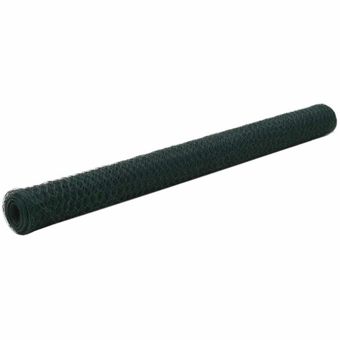 vidaXL Plasă de s&acirc;rmă găini, verde, 25 x 1,5 m, oțel cu &icirc;nveliș PVC 143264