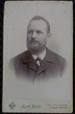 Fotografie tip CDV, Barbat cu barba si mustata, perioada interbelica