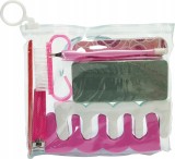 Set de accesorii pentru manichiură separator pilă pensete foarfecă roz