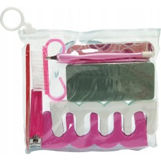 Set de accesorii pentru manichiură separator pilă pensete foarfecă roz