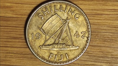 Fiji britanic - moneda colectie exotica - 1 shilling 1942 argint 900 - senzationala! foto