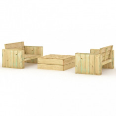 Set mobilier de grădină, 3 piese, lemn masiv pin tratat