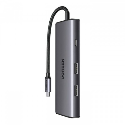 Hub USB-C UGREEN CM498 (15531), 2 x USB-A 3.2 - 2 x USB-C - 1 x HDMI - 1 x SD - 1 x microSD, Gri foto