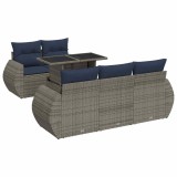 Cumpara ieftin Set mobilier gradina cu perne 6 piese gri poliratan/lemn acacia