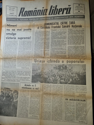 romania libera 23 decembrie 1989 - revolutia romana,prima aparitie dupa comunism foto