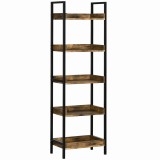 Biblioteca in stil industrial cu 5 rafturi, dulap de biblioteca din lemn si metal pentru casa si biroU HOMCOM | Aosom RO