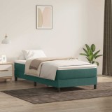 VidaXL Pat box spring cu saltea, verde &icirc;nchis, 80x220 cm, catifea